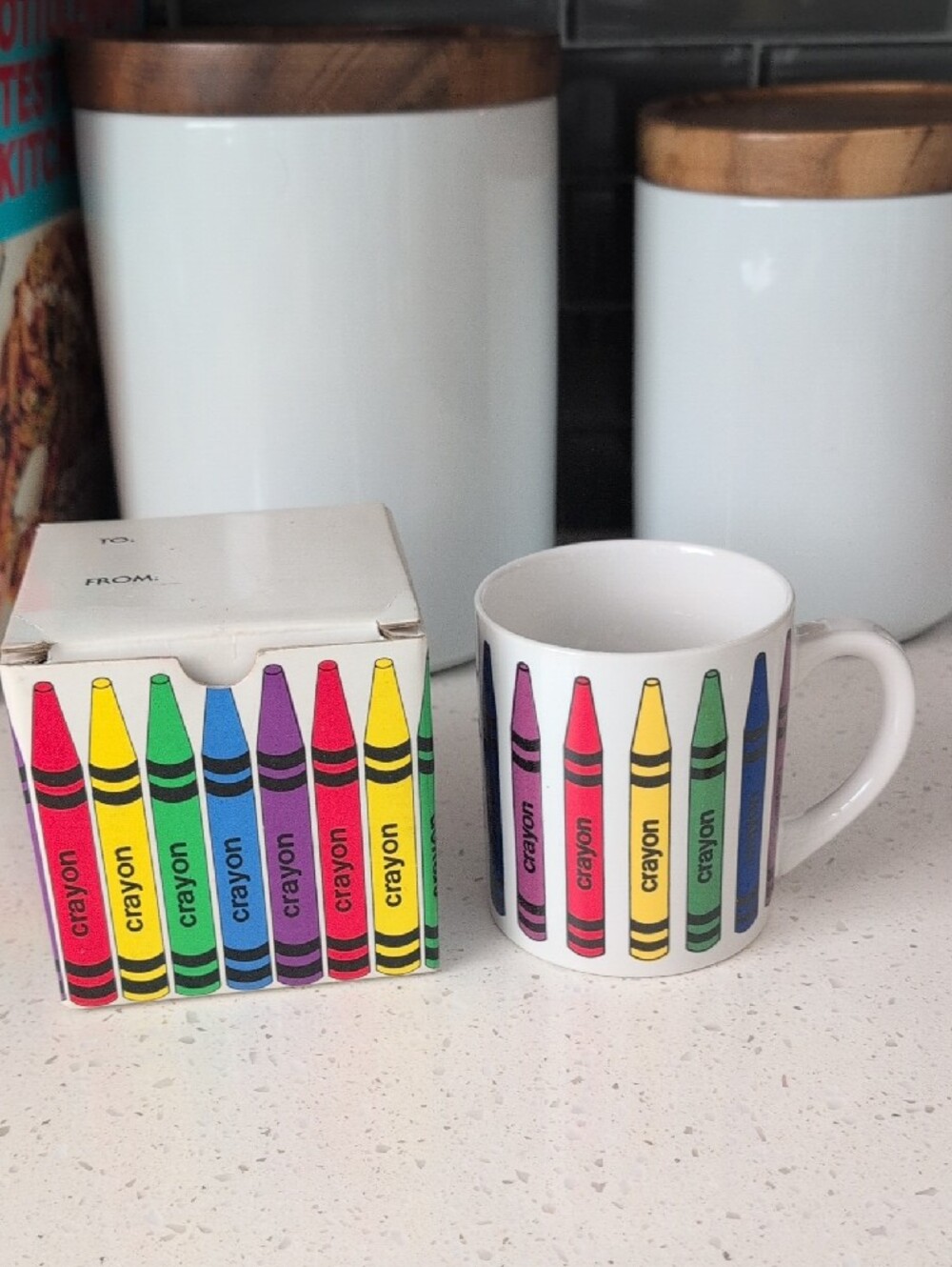 Vintage Crayon Mug With Original Box Multi Color